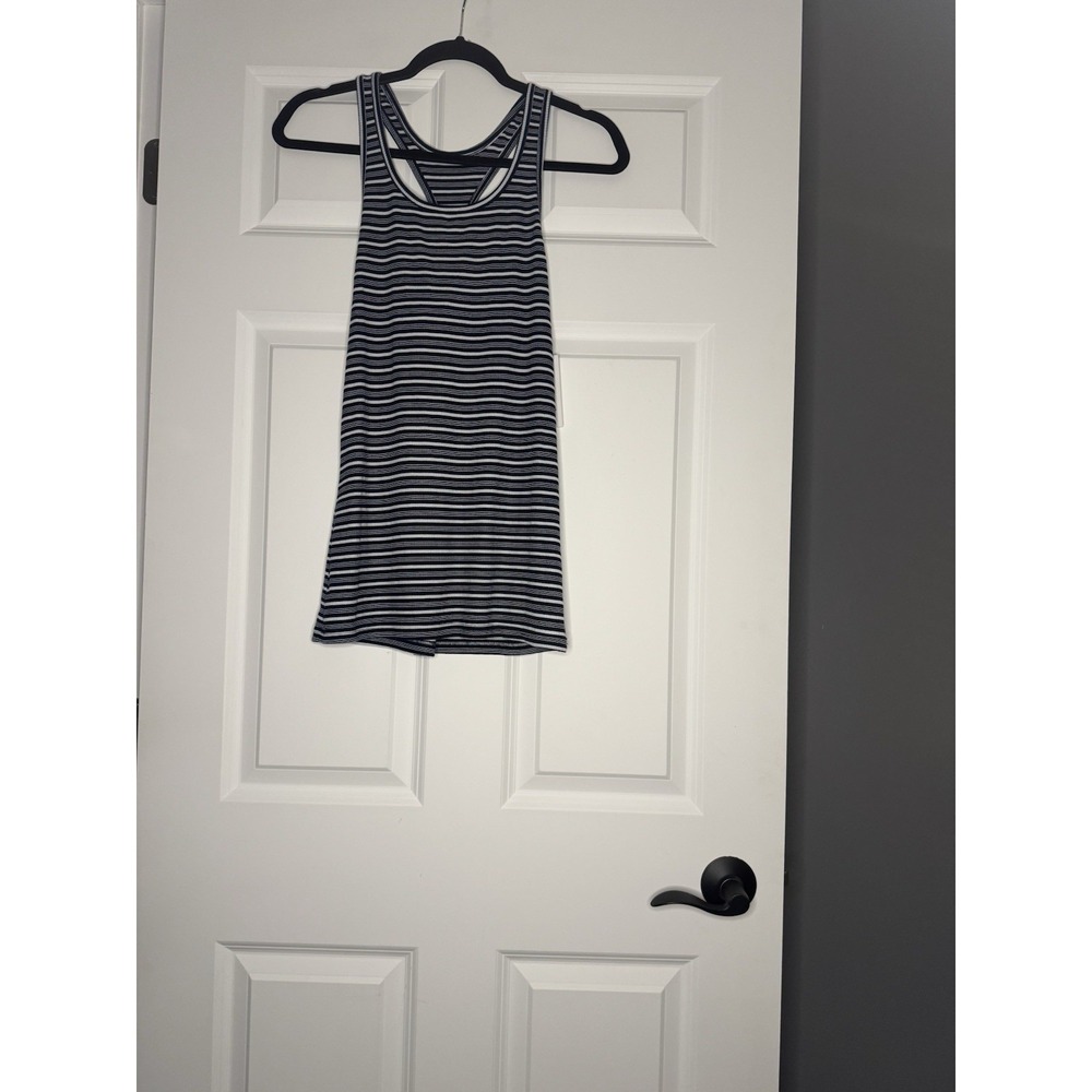 Jockey Swift Rib Athletic Tank Top Thunder Blue White Stripe Medium Nwt